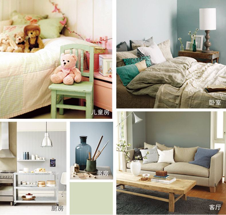 儿童房、卧室、书房、厨房、客厅